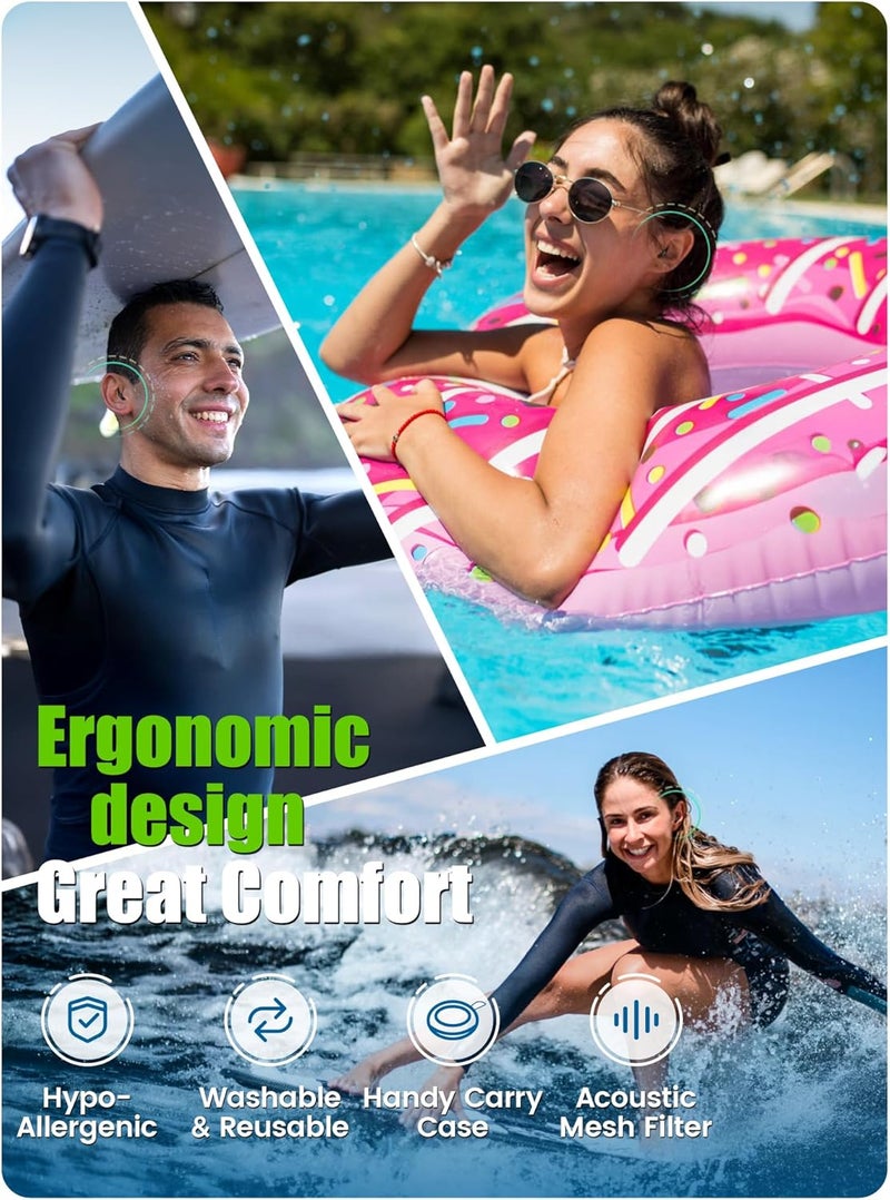 VIGOROAD Swimming Ear Plugs, 2 Pairs Waterproof Reusable Silicone Earplugs with Cord & Case for Swimming, Shower, Bathing, Surfing, Pool and Water Sports, Comfortable Fit for Adults, Teens & Kids 9+ - Image 5